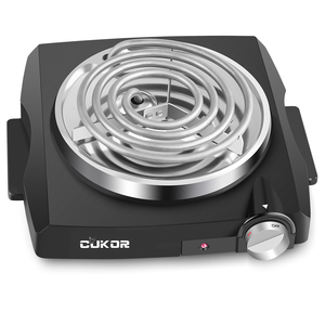 CUKOR Electric Single Coil Burner, Portable Hot Plate 1100 Watt Powered, Kitchen Cooktop with Non-Sl