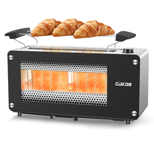 2-Slice Long Slot Toaster with Window, CUKOR Bagel Toaster with Warm Rack and 7 Bread Shade Settings