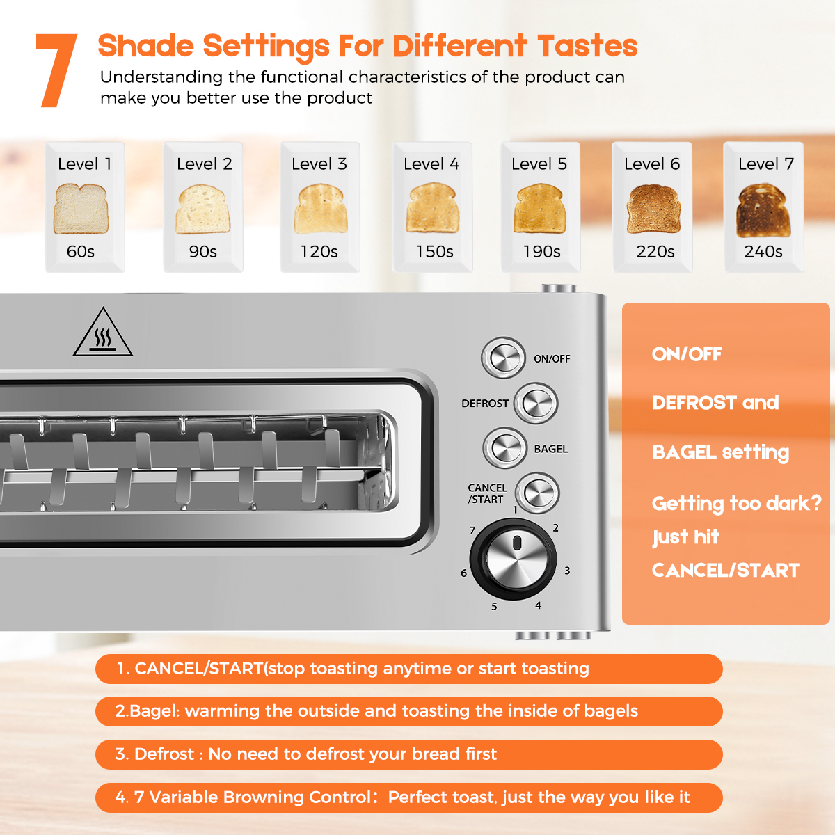 Toaster 2 Slice, CUSIMAX Toaster Long Slot with Glass Window Bagel  Toasters, Artisan Bread Toaster Stainless Steel Wide Slot with Automatic  Lifting