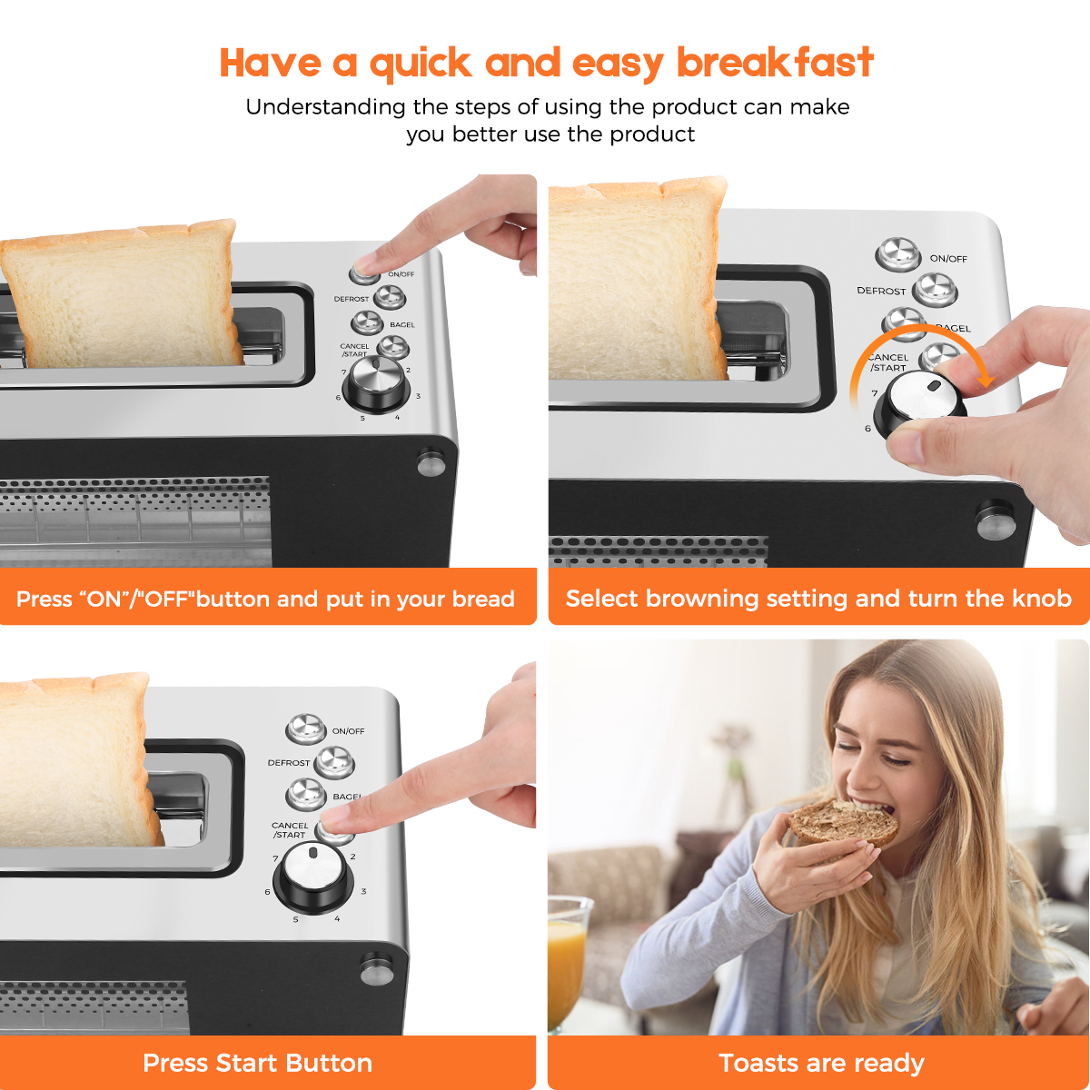 Toaster 2 Slice, CUSIMAX Toaster Long Slot with Glass Window Bagel  Toasters, Artisan Bread Toaster Stainless Steel Wide Slot with Automatic  Lifting